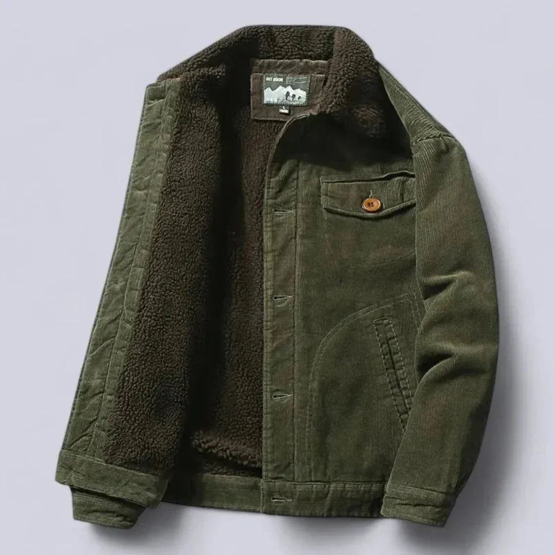 Scott Corduroy Sherpa Lined Overcoat For Men Warmth All Day Comfort Rugged Style