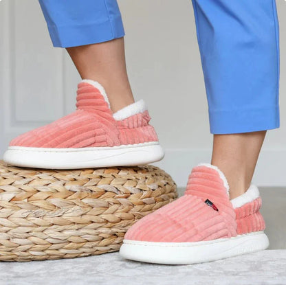 Unisex Corduroy Slippers With Arch Support And Plush Fleece Lining For All Day Comfort