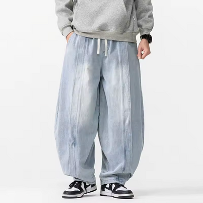 Renzo Wide Leg Denim Pants TrendAura Relaxed Fit Premium Denim Solid Wash For Versatile Style
