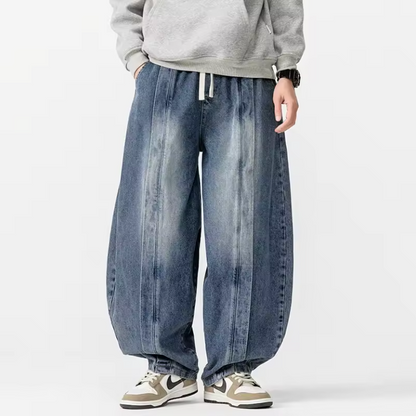 Renzo Wide Leg Denim Pants TrendAura Relaxed Fit Premium Denim Solid Wash For Versatile Style