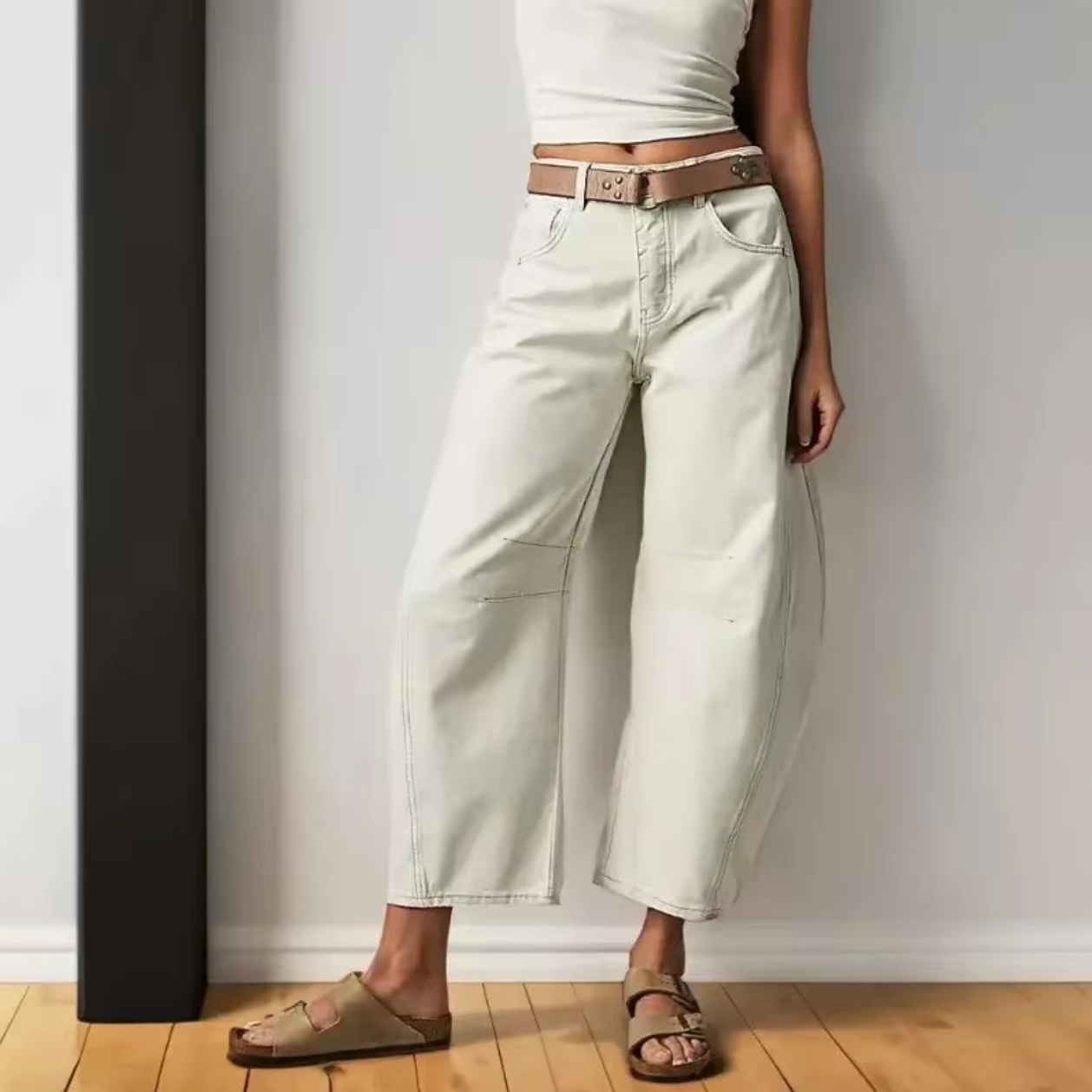 TrendAura Boho Baggy Wide Leg Jeans - Breathable Stretch Denim With Airy Flow All Day Comfort