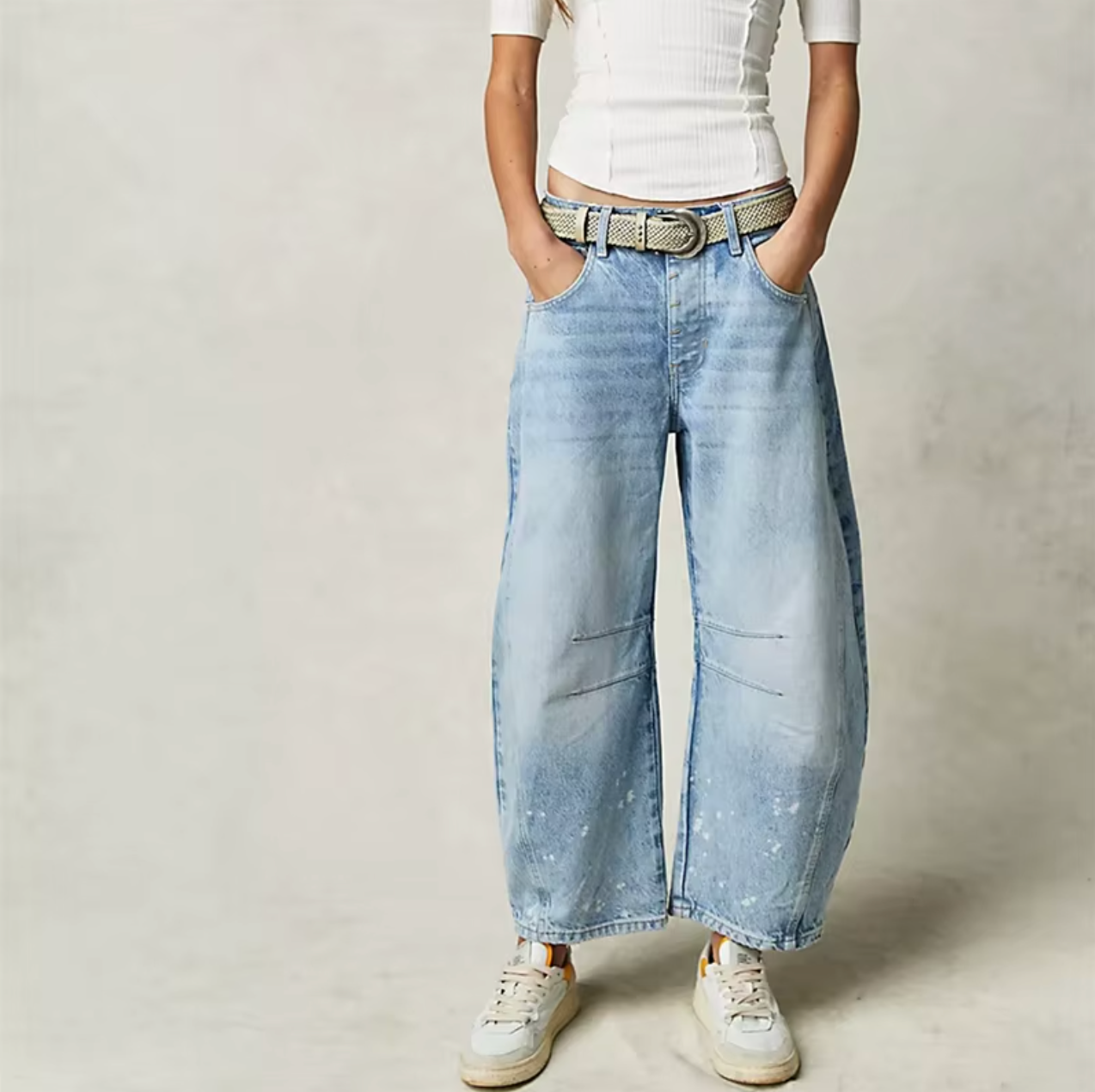 TrendAura Boho Baggy Wide Leg Jeans - Breathable Stretch Denim With Airy Flow All Day Comfort
