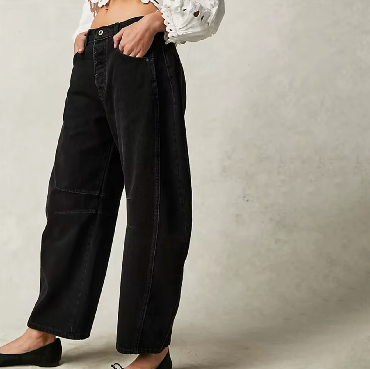 TrendAura Boho Baggy Wide Leg Jeans - Breathable Stretch Denim With Airy Flow All Day Comfort