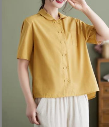 White Linen Shirt with Mid-Length Sleeve