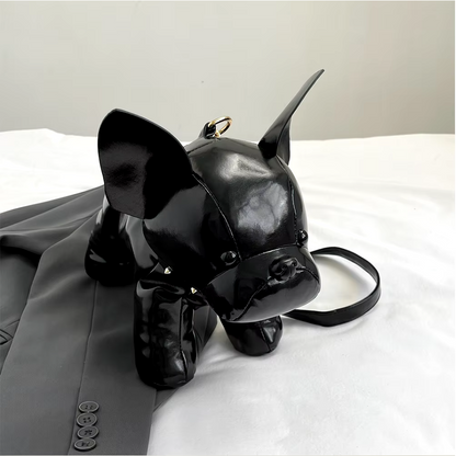 TrendAura Charlie Crossbody Bag - French Bulldog Shape With Sustainable Leather And Spiked Collar Detail