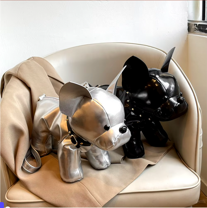TrendAura Charlie Crossbody Bag - French Bulldog Shape With Sustainable Leather And Spiked Collar Detail