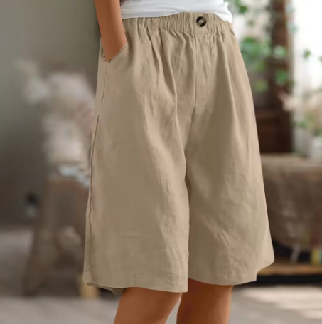 Women's Casual Shorts with Relaxed Fit and Adjustable Waist
