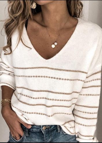 Maryam Casual Striped Sweater For Women With Relaxed Silhouette And Effortless Style
