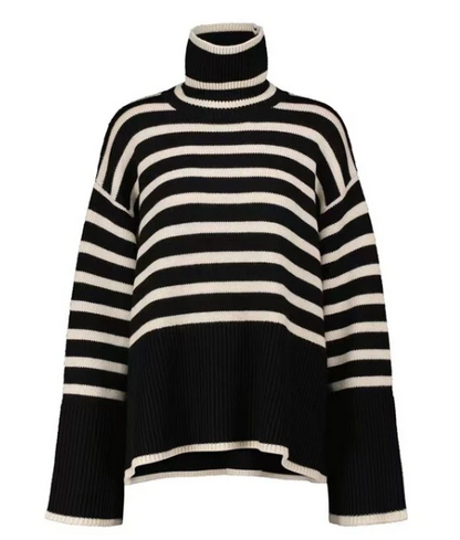 Nami Striped Turtleneck For Women Cozy Soft Knit Flattering Fit Versatile Office Casual Wear