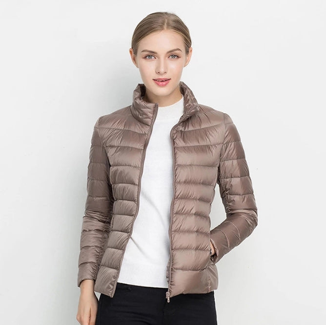 Women’s Quilted Jacket – Slim Fit – Insulated – Zip Front High Collar