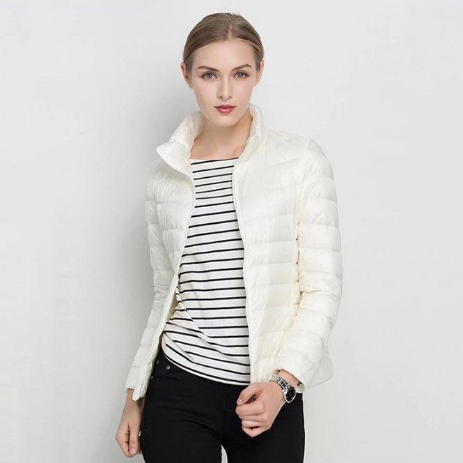 Women’s Quilted Jacket – Slim Fit – Insulated – Zip Front High Collar