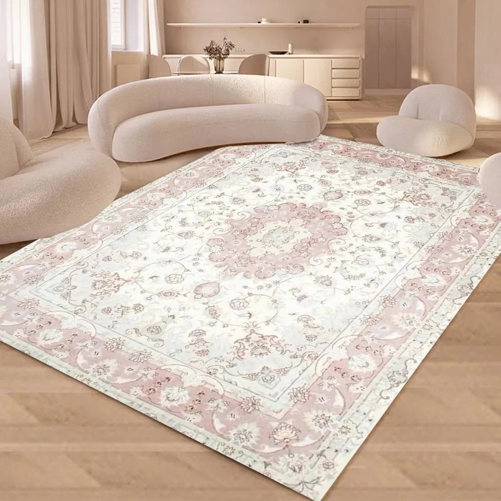 European Style Luxury Carpet Living Room Flower Pattern Decoration Bedroom Large Rugs Sofa Area Non-slip Easy Clean Floor Mat