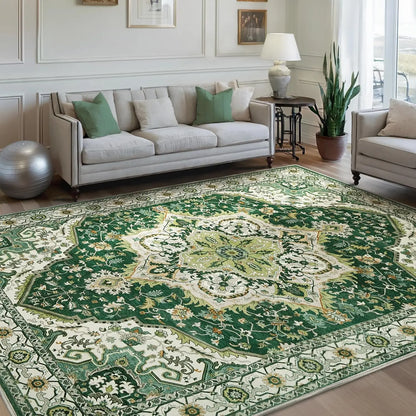 Traditional PersianPattern Carpet DecorationElegant Classic Style Floor Mat Blue and White Geometric Flower LivingRoom Floor Mat