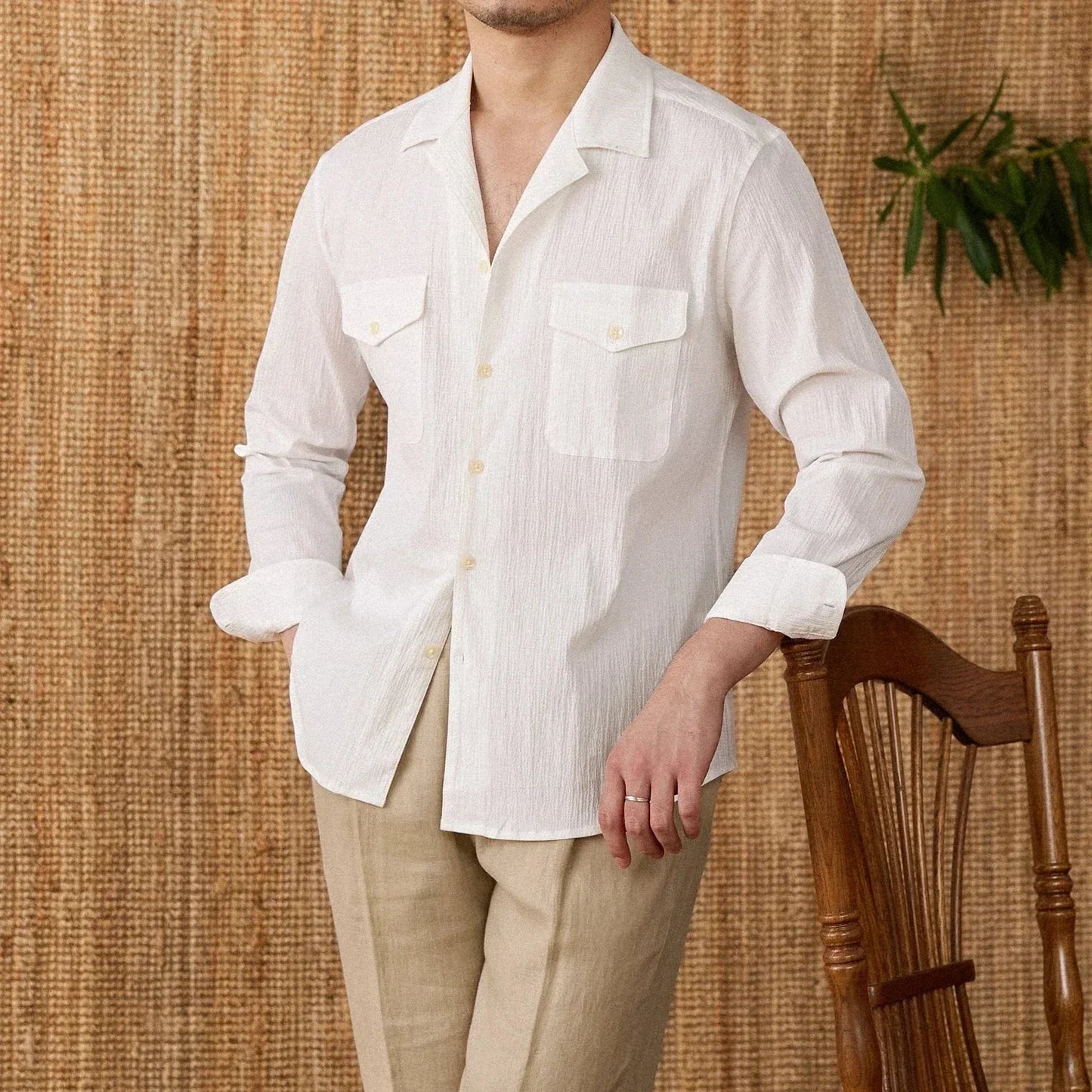 Nordisk Flair Mens Shirt Classic Fit Cotton Blend Long Sleeve With Chest Pockets