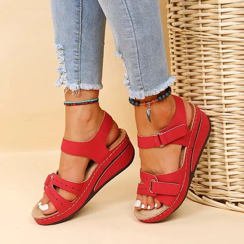 Platform Sandals With Adjustable Velcro Straps For All Day Comfort And Cushioned Support For Everyday Wear