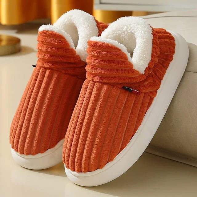 Unisex Corduroy Slippers With Arch Support And Plush Fleece Lining For All Day Comfort