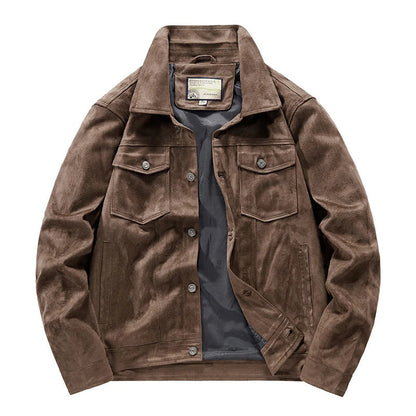 TrendAura Outlander Suede Jacket for Men Premium Rugged Style with Turn Down Collar and Chest Pockets