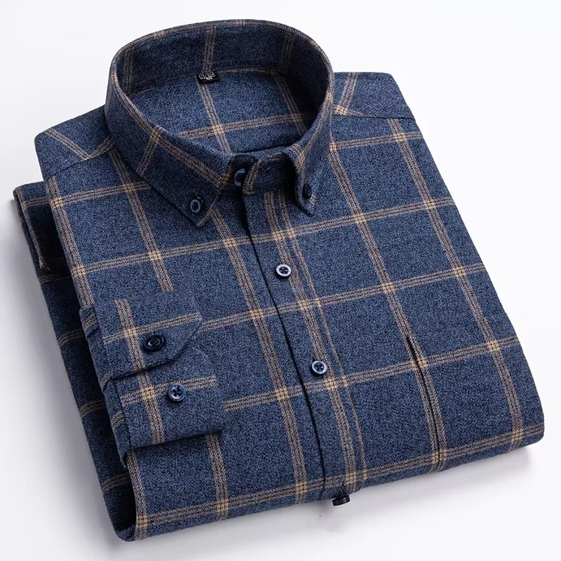 TrendAura Men's Plus Size Plaid Long Sleeve Shirt 7XL 100 Percent Cotton with Single Chest Pocket