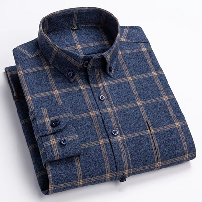 TrendAura Men's Plus Size Plaid Long Sleeve Shirt 7XL 100 Percent Cotton with Single Chest Pocket