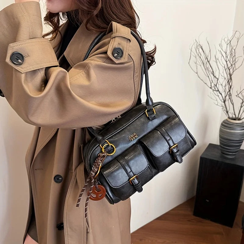 TrendAura Katherine Shoulder Bag - Vegan Leather With Structured Design And Dual Top Handles For Everyday Use