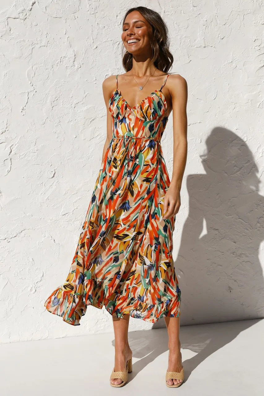 Women's Tropical Style Dress with Flattering Cut and Versatile Design - TrendAura