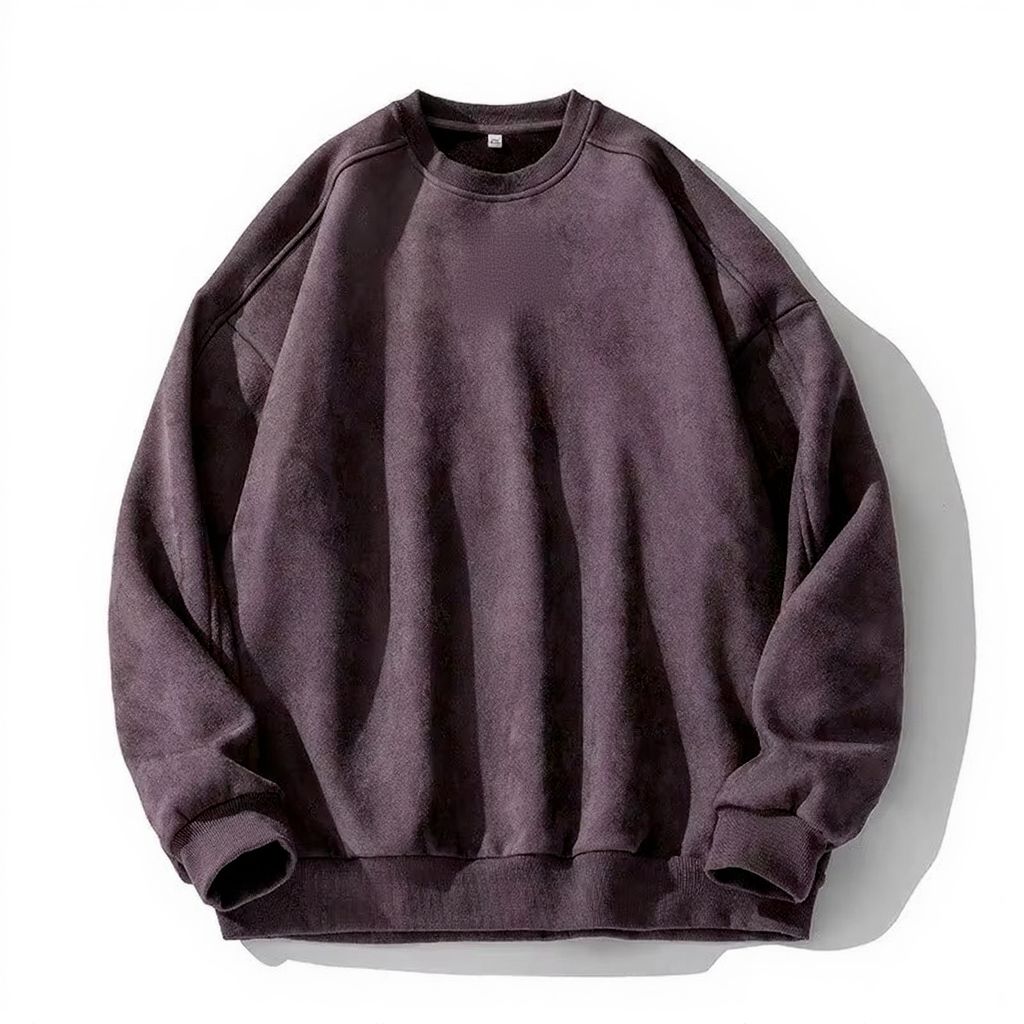 Men's Suede Oversized Sweatshirt Pullover by TrendAura for Fall and Winter Casual Comfort
