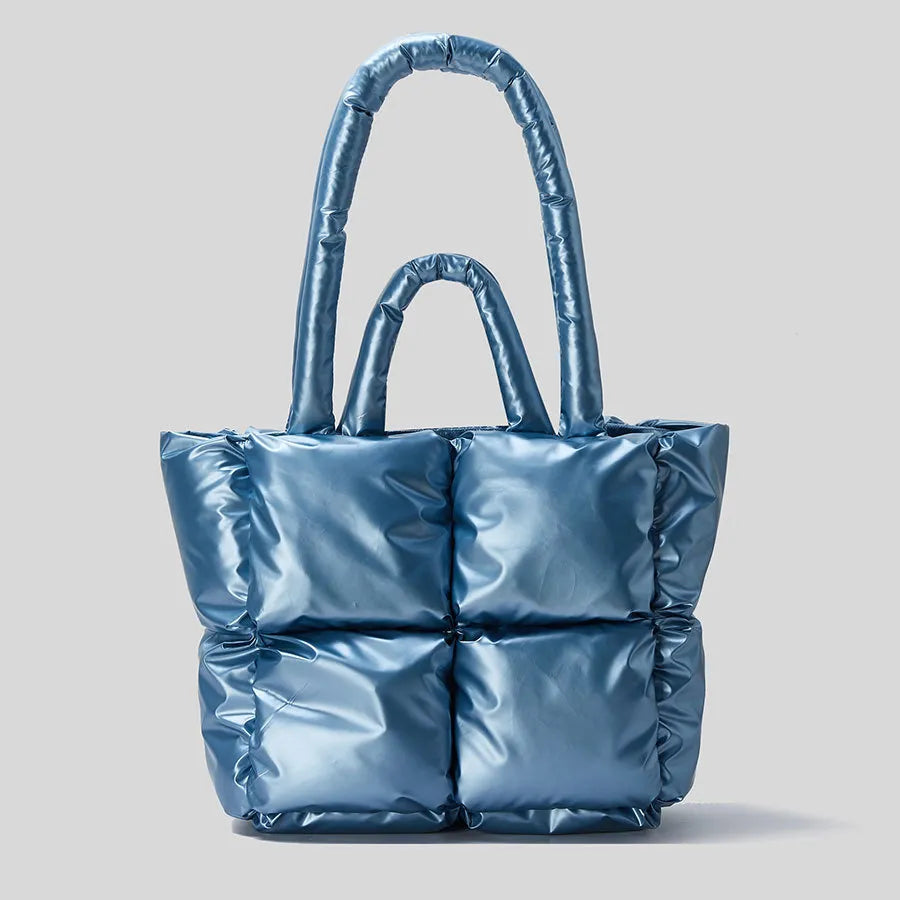 TrendAura Avigail Quilted Puffer Tote - Chic Compact Mini Bag With Plush Puffer Texture