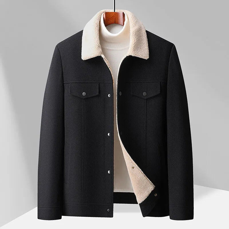 Nordic Sherpa Jacket For Men Warm Wool Blend Insulated Layerable With Structured Tailored Fit And Luxe Lapel