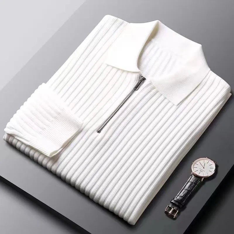 Grant Ribbed Zip Neck Sweater For Men By TrendAura Modern Knit Top With Comfortable Fit