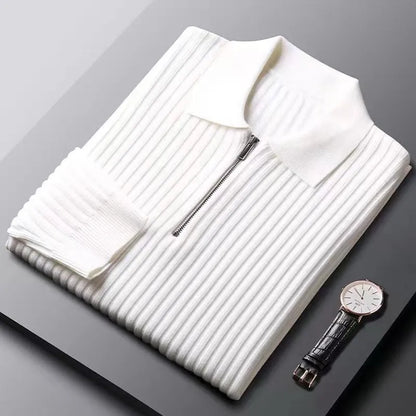 Grant Ribbed Zip Neck Sweater For Men By TrendAura Modern Knit Top With Comfortable Fit