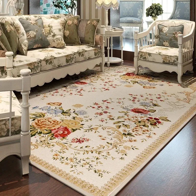 Mechanical Rugs Retro Floral Area Rug Machine Washable Non Slip – TrendAura-co-uk