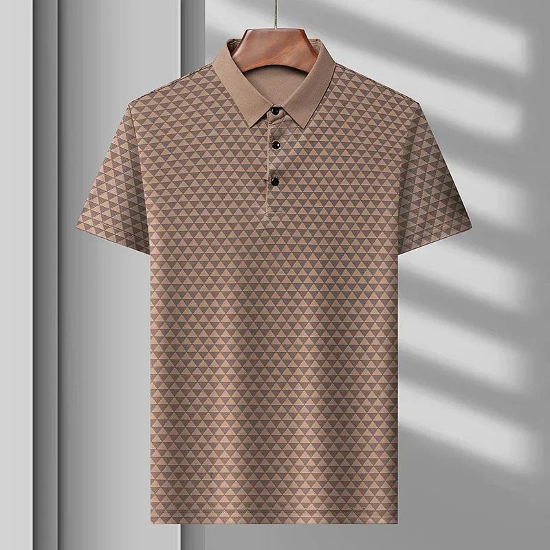 Palmer Silk Polo by TrendAura Ice Silk Fabric Moisture Wicking Performance Polo With Striking Pattern