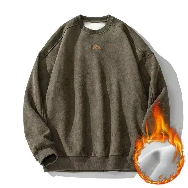 Men's Suede Oversized Sweatshirt Pullover by TrendAura for Fall and Winter Casual Comfort