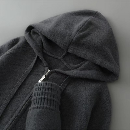 Men's Merino Wool Hooded Cardigan Sweater Jacket Sizes S-XXXL Warmth With Refined Style
