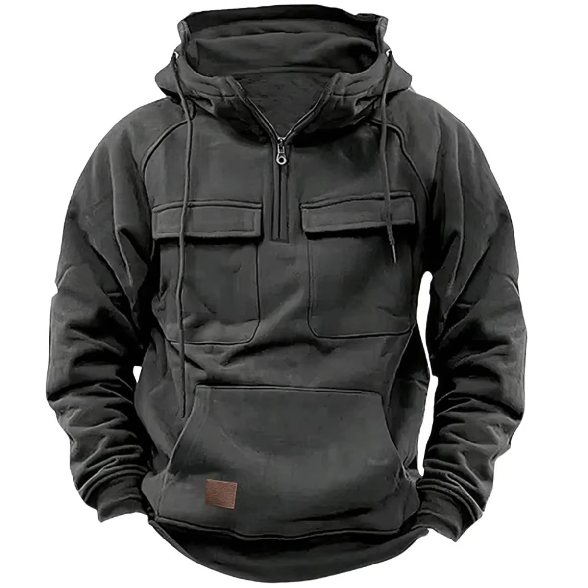 TrendAura Men's Thick Hooded Sweatshirt With Multiple Pockets For Outdoor Warmth And Everyday Wear