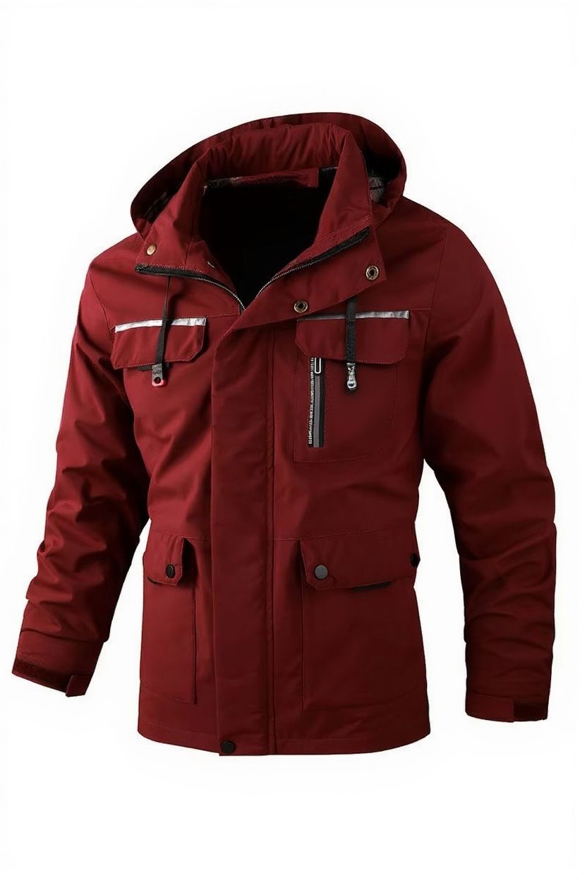 TrendAura Men's Waterproof Soft Shell Hooded Windbreaker Jacket With Warm Fleece Lining