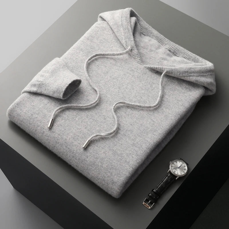 Men's Knit Hoodie for Everyday Comfort and Style Elevate Your Look with Cozy Ribbed Cuffs Casual Essential