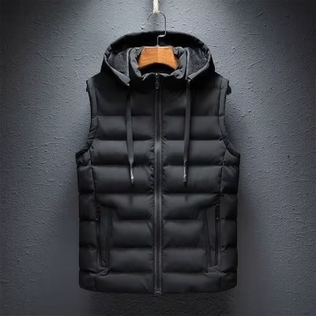 TrendAura Men's Hooded Sleeveless Cotton Padded Vest Casual Zipper Waistcoat Plus Size Up To 6XL