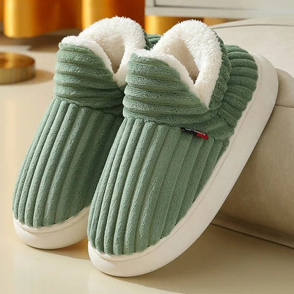 Unisex Corduroy Slippers With Arch Support And Plush Fleece Lining For All Day Comfort