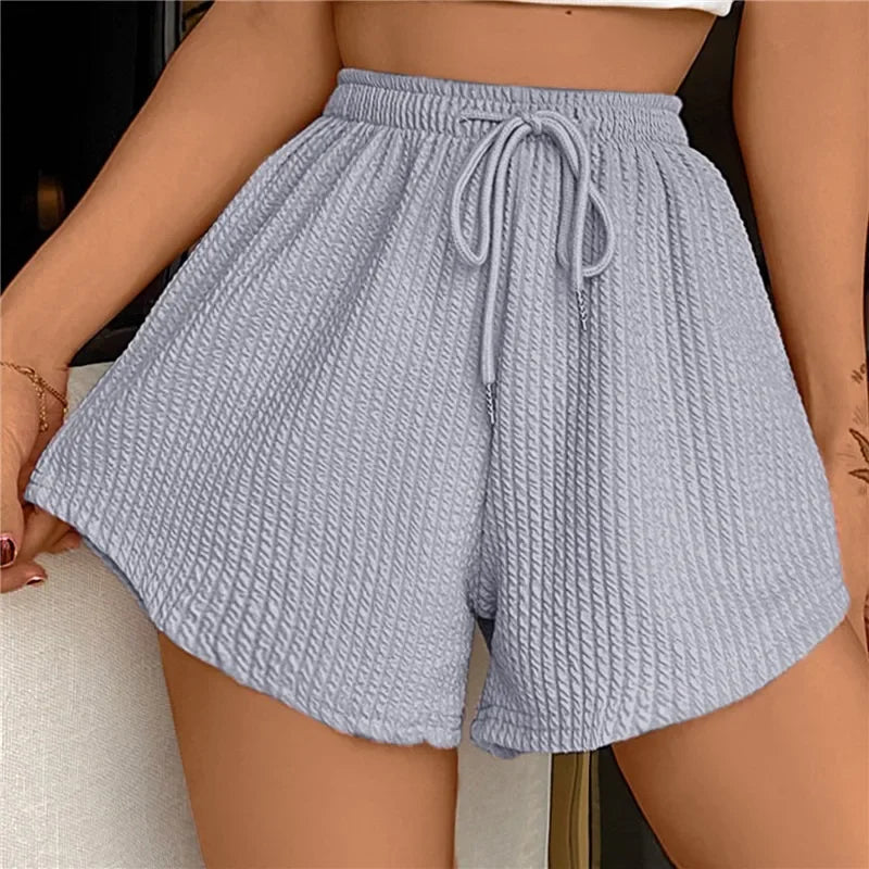 Noor Wide Leg Shorts Drawstring Waist Soft Breathable Summer Essential For Women Casual Chic Comfort