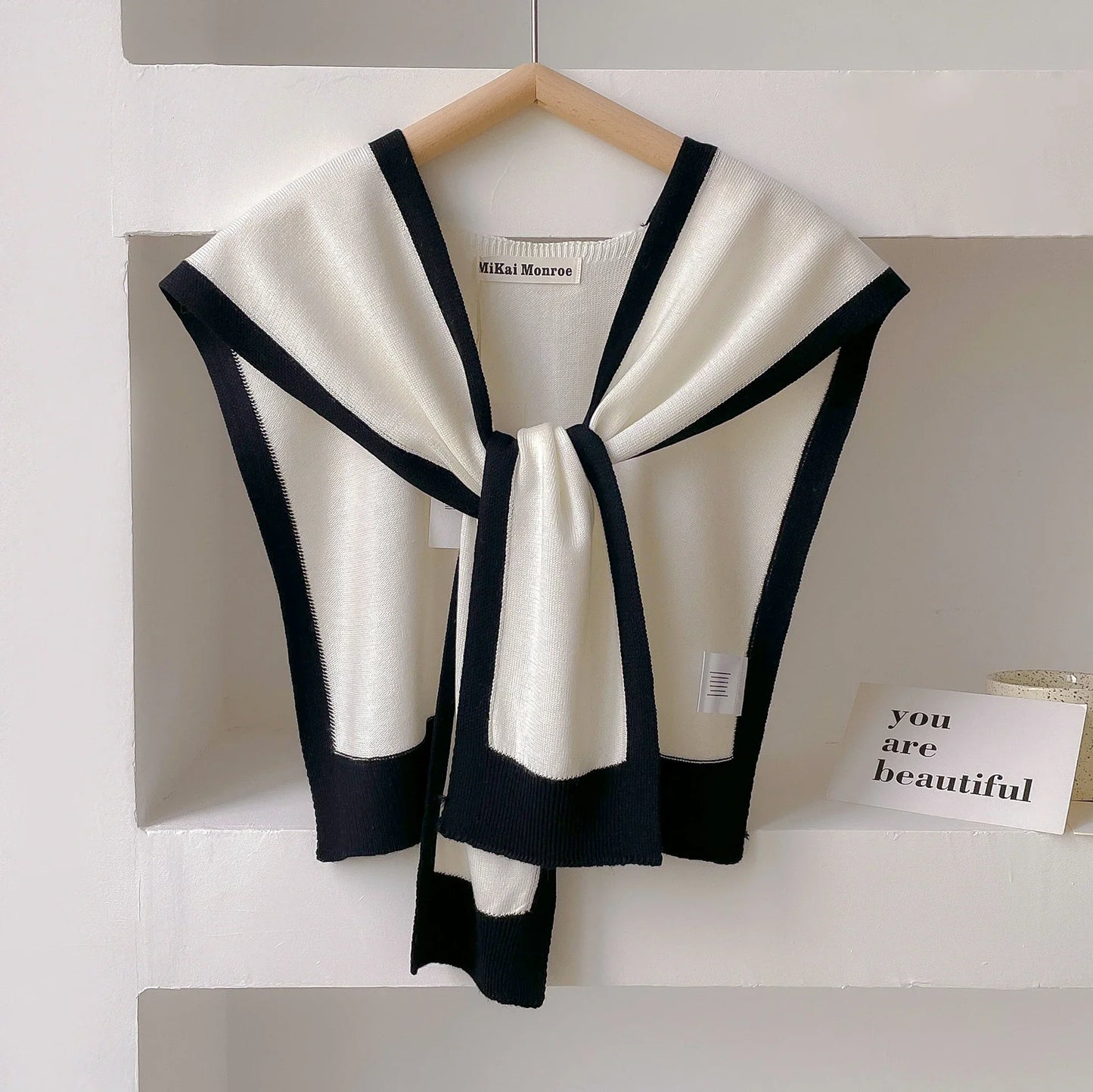 TrendAura Emma Striped Knit Shoulder Shawl - Lightweight Versatile Wrap for Spring and Autumn