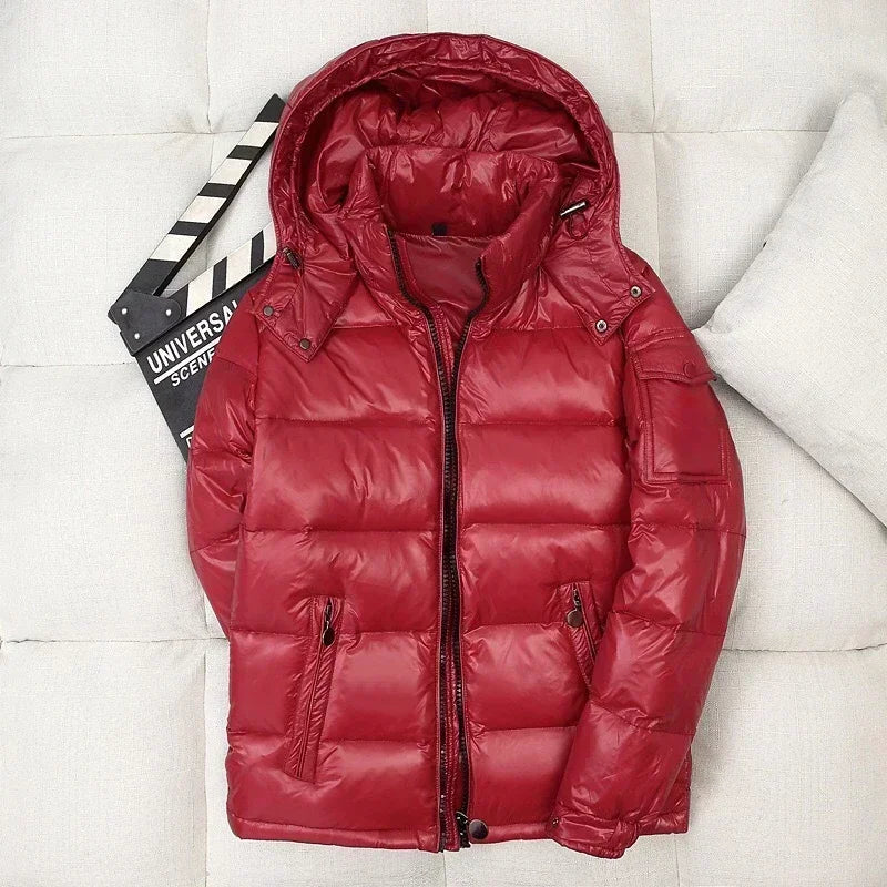 Laro Glossy Puffer Jacket For Outdoor Enthusiasts Warm Duck Down Insulated Winter Coat