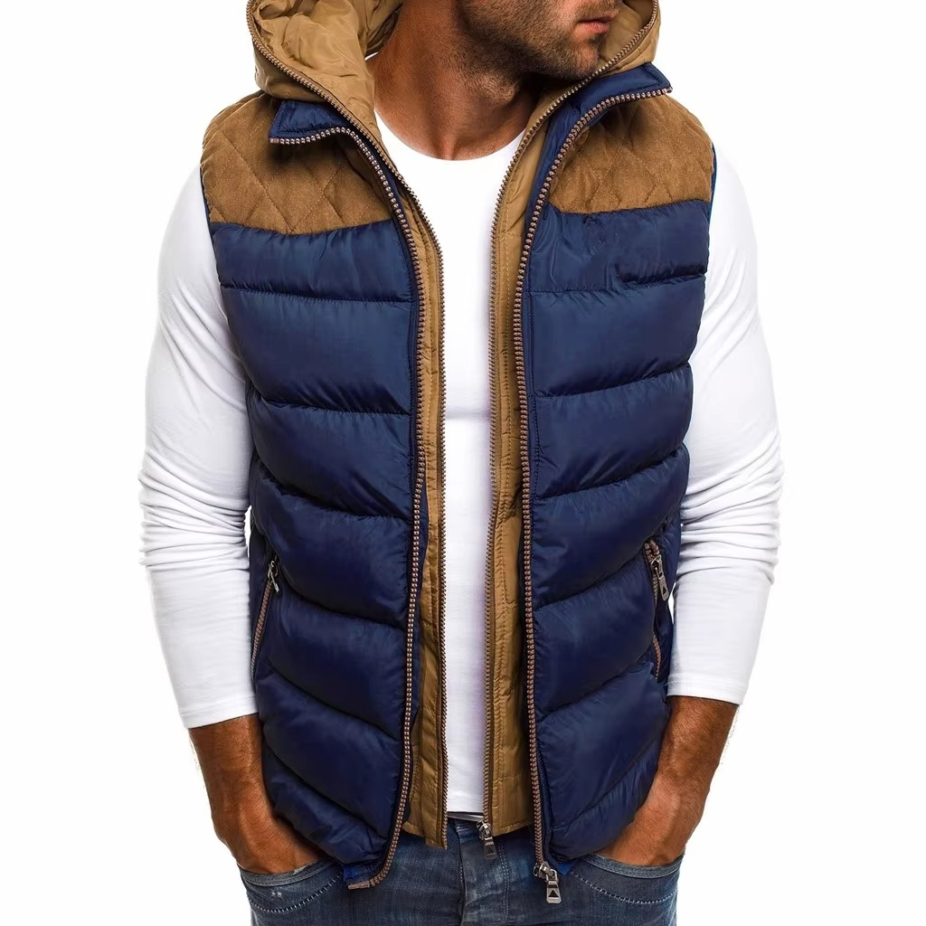 TrendAura Men's Hooded Winter Sleeveless Puffer Vest With Embroidery Warm Zip Up Quilted Jacket
