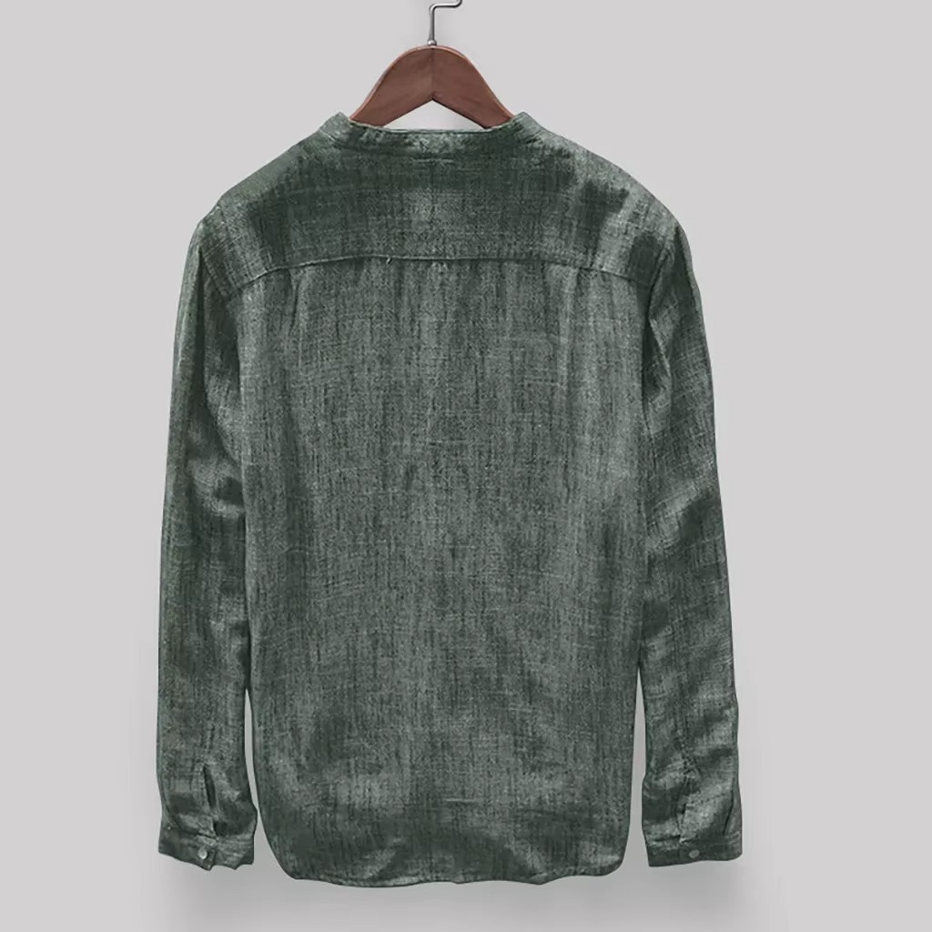Men's 2025 Solid Color Cotton Linen Long Sleeve Shirt Japanese Style For Office And Weekend Wear