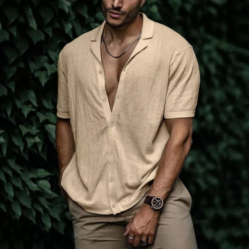 Javal Mens Cotton Shirt For Men Summer Breathable Lightweight Button Down Modern Fit