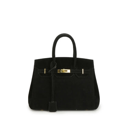 Kelly Suede Shoulder Bag With Gold Hardware For Women