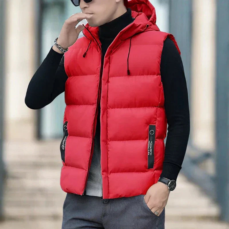 Mens Quilted Vest Slim Fit Insulated Hooded With Zipper Pockets By TrendAura Nordisk Flair