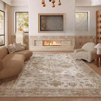 Pink Vintage Living Room Carpet Nordic Style Light Luxury Art Bedroom Rug Machine Washable Foldable Non-slip Coffee Table Mat 러그