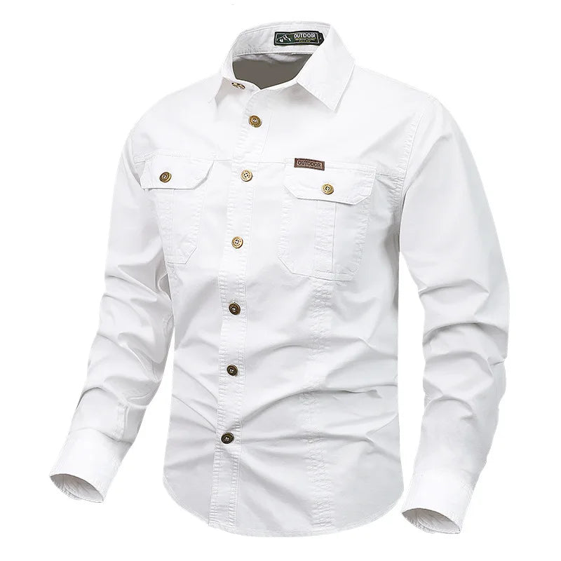 Gabriel Mens Outdoor Utility Button-Down Shirt With Durable Fabric And Utility Pockets TrendAura