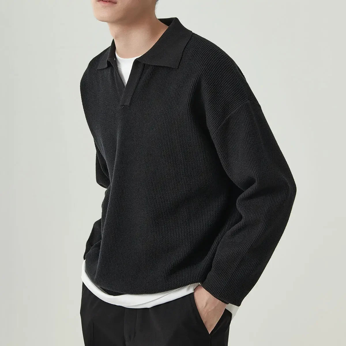 TrendAura Laidback Luke Wool Polo Knit Sweater For Men Relaxed Fit Soft Wool Blend